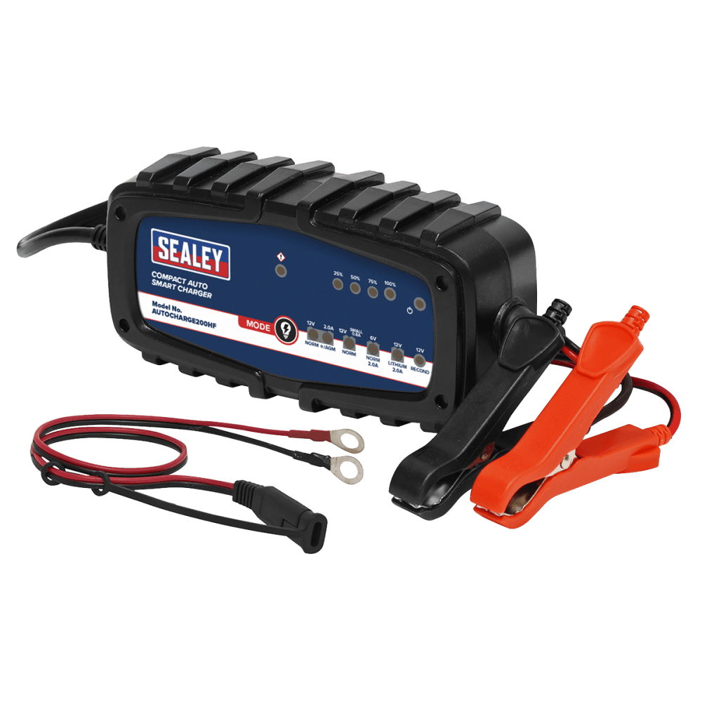 Sealey 6/12V Compact Auto Smart Charger & Maintainer 2A Model No.-AUTOCHARGE200HF