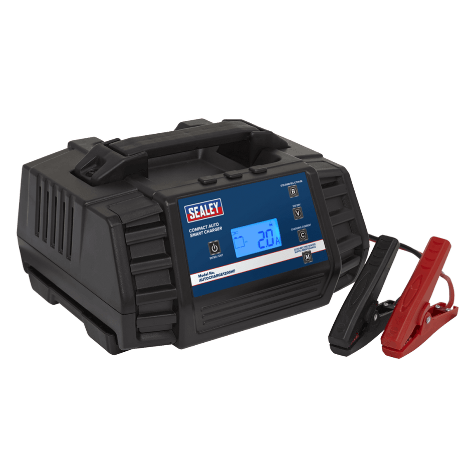Sealey Compact Auto Smart Charger 12A 9-Cycle 12/24V - Lithium Model No.-AUTOCHARGE1200HF