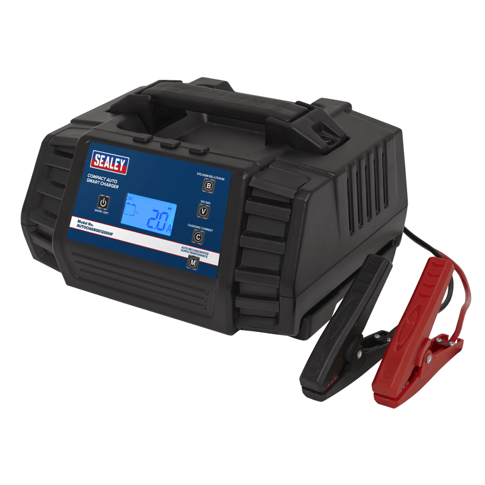 Sealey Compact Auto Smart Charger 12A 9-Cycle 12/24V - Lithium Model No.-AUTOCHARGE1200HF