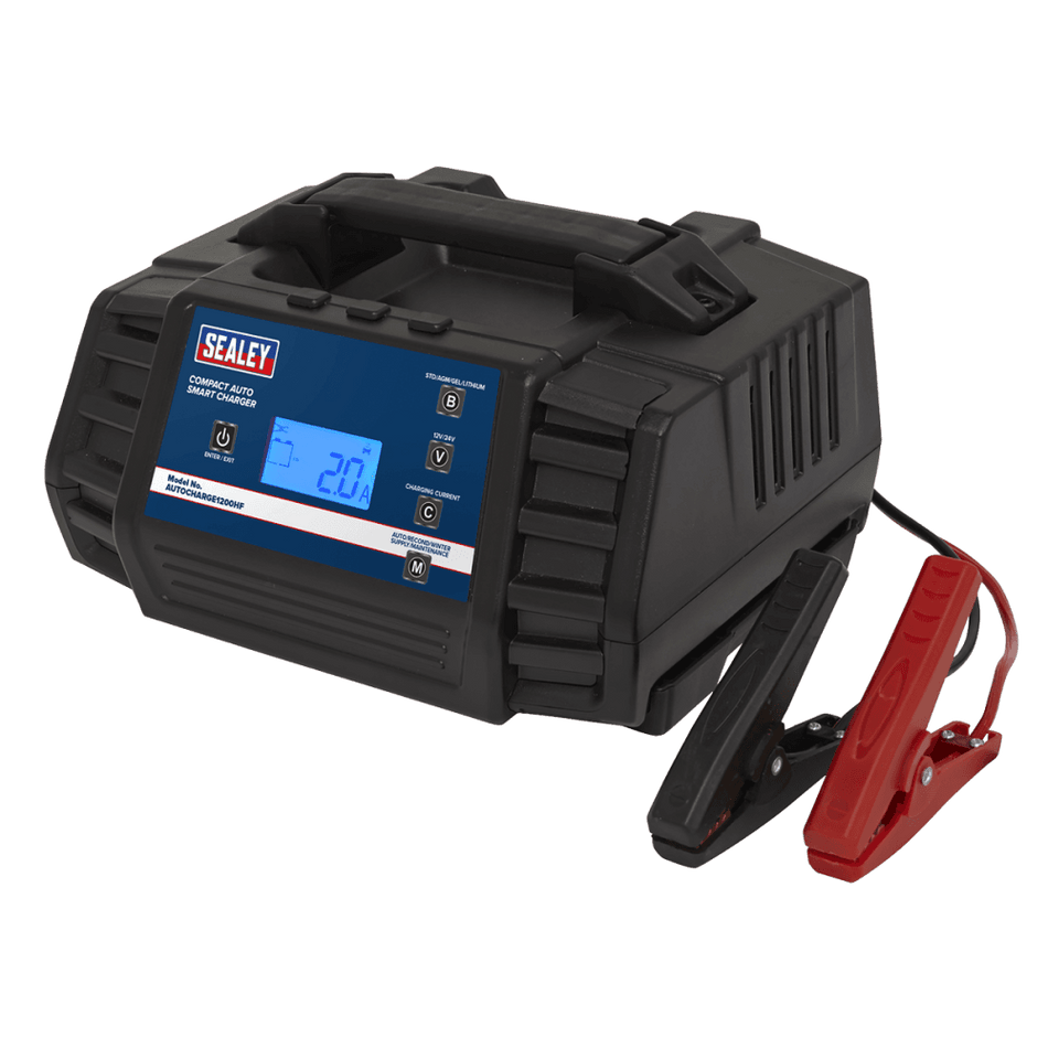 Sealey Compact Auto Smart Charger 12A 9-Cycle 12/24V - Lithium Model No.-AUTOCHARGE1200HF