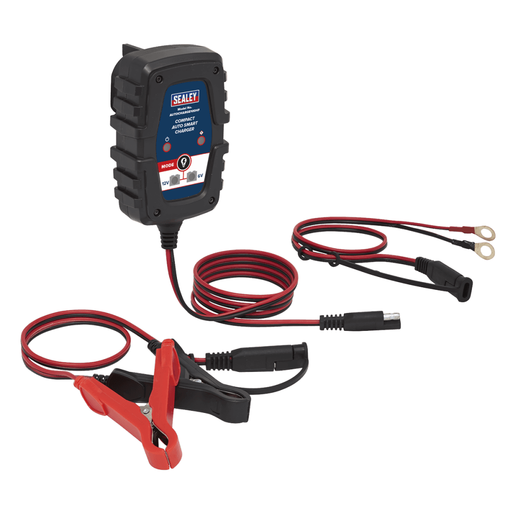 Sealey 6/12V Compact Smart Trickle Charger & Maintainer 1A Model No.-AUTOCHARGE100HF