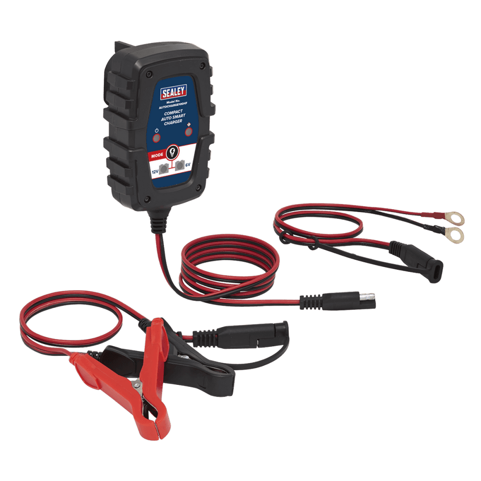 Sealey Compact Auto Smart Charger 1A 6/12V Model No.-AUTOCHARGE100HF