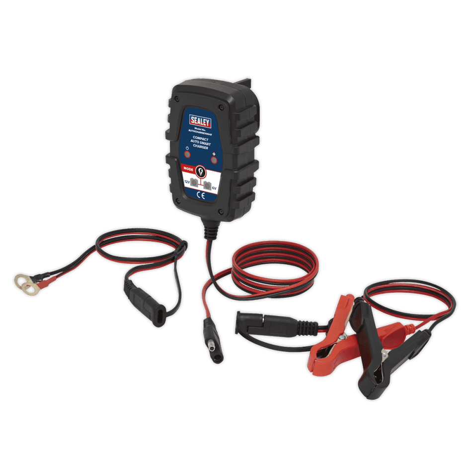 Sealey Compact Auto Smart Charger 1A 6/12V Model No.-AUTOCHARGE100HF
