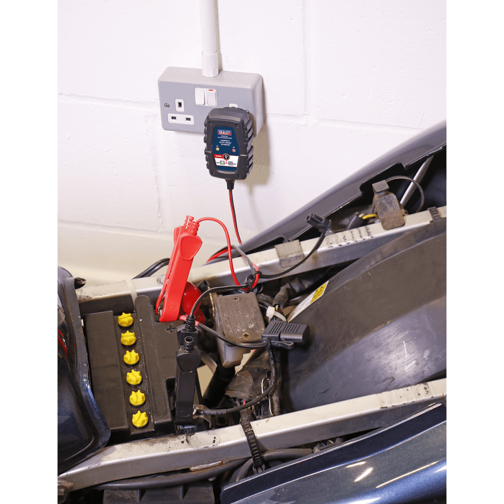 Sealey 6/12V Compact Smart Trickle Charger & Maintainer 1A Model No.-AUTOCHARGE100HF