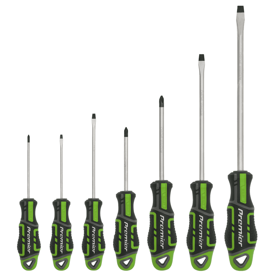 Sealey Screwdriver Set 7pc GripMAXÂ¶© Hi-Vis Green Model No.-AK4321HV