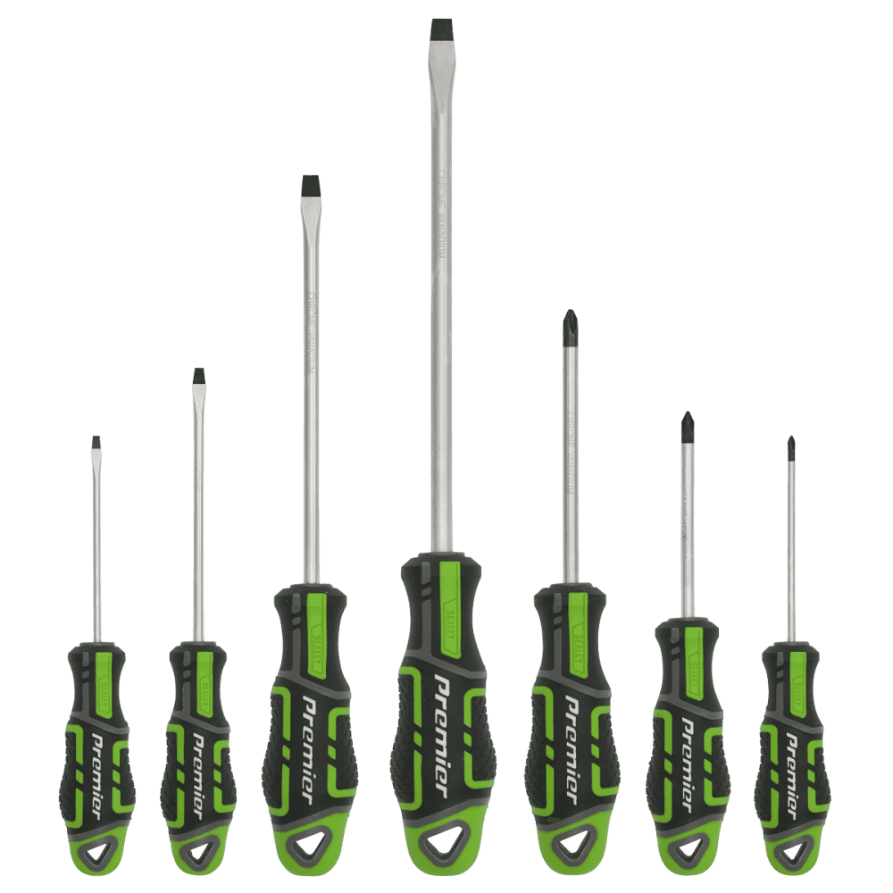 Sealey Premier GripMAX® Screwdriver Set 7pc - Hi-Vis Green Model No.-AK4321HV