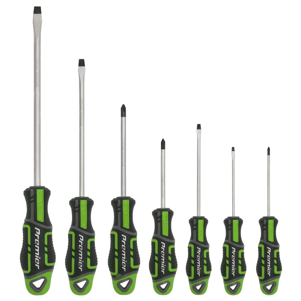 Sealey Premier GripMAX® Screwdriver Set 7pc - Hi-Vis Green Model No.-AK4321HV