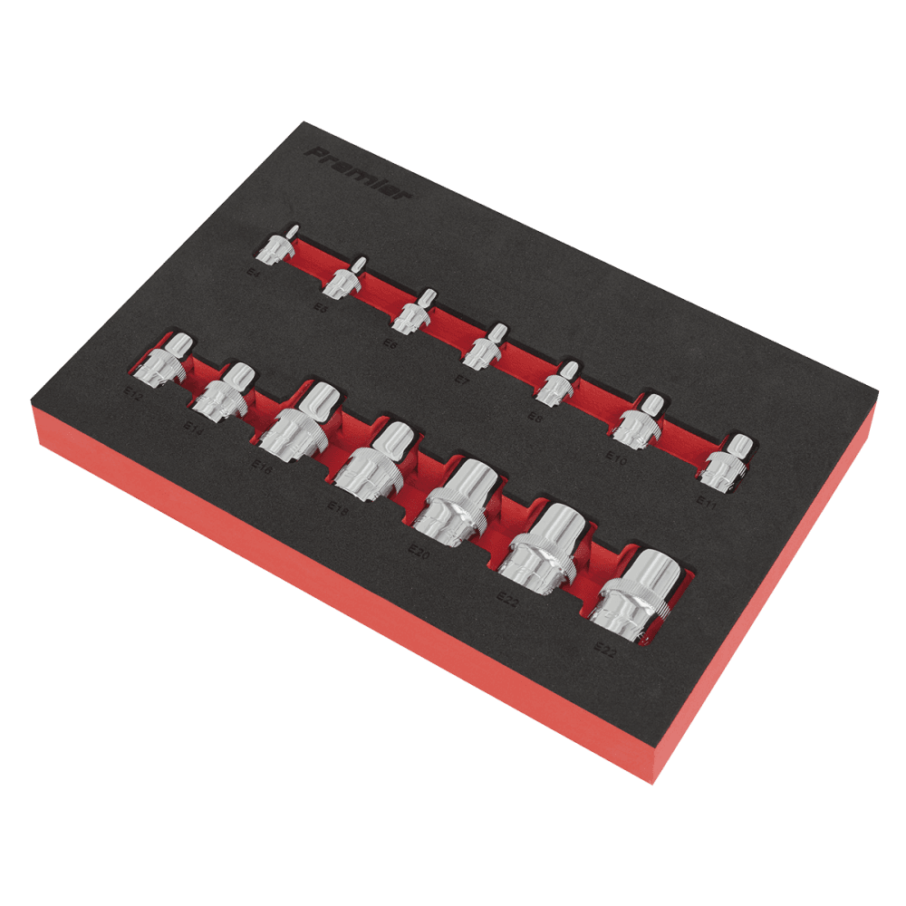 Sealey TRX-Star* Socket Set 14pc 1/4", 3/8" & 1/2"Sq Drive E4-E24 Model No.-AK61807