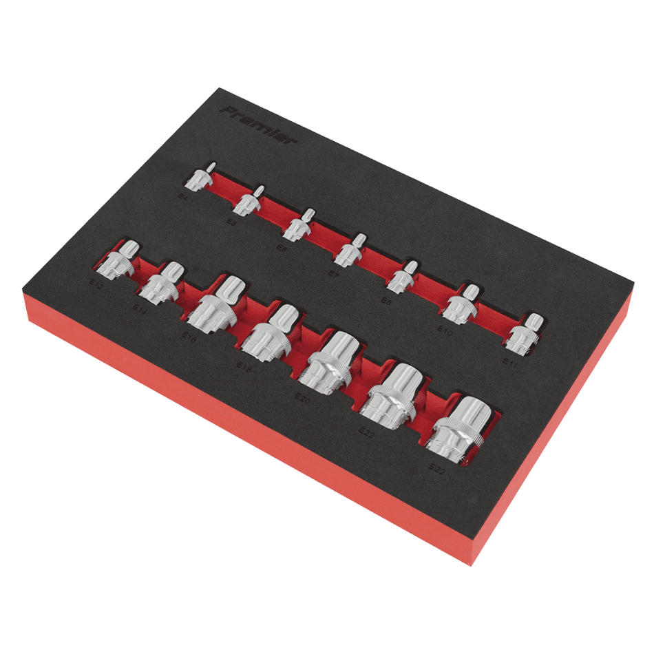 Sealey TRX-Star* Socket Set 14pc 1/4", 3/8" & 1/2"Sq Drive E4-E24 Model No.-AK61807