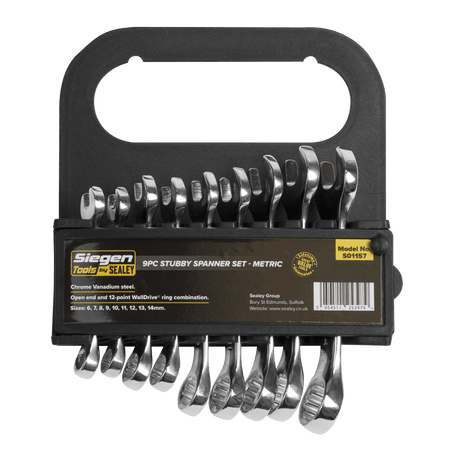 Sealey Stubby Combination Spanner Set 9pc - Metric Model No.-S01157