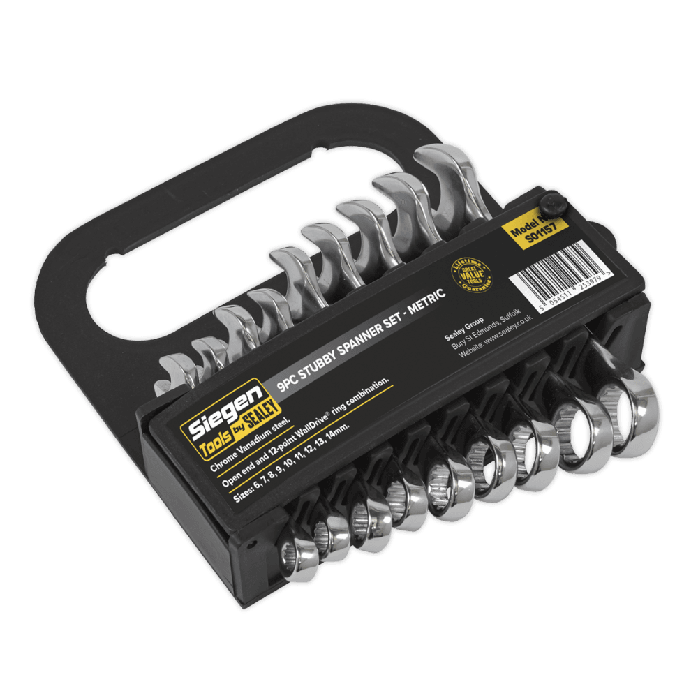Sealey Stubby Combination Spanner Set 9pc - Metric Model No.-S01157