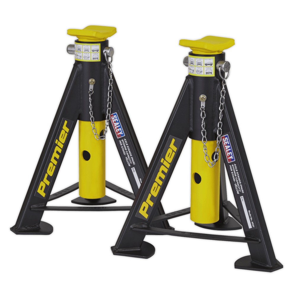 Sealey Axle Stands (Pair) 6tonne Capacity per Stand - Yellow Model No.-AS6Y