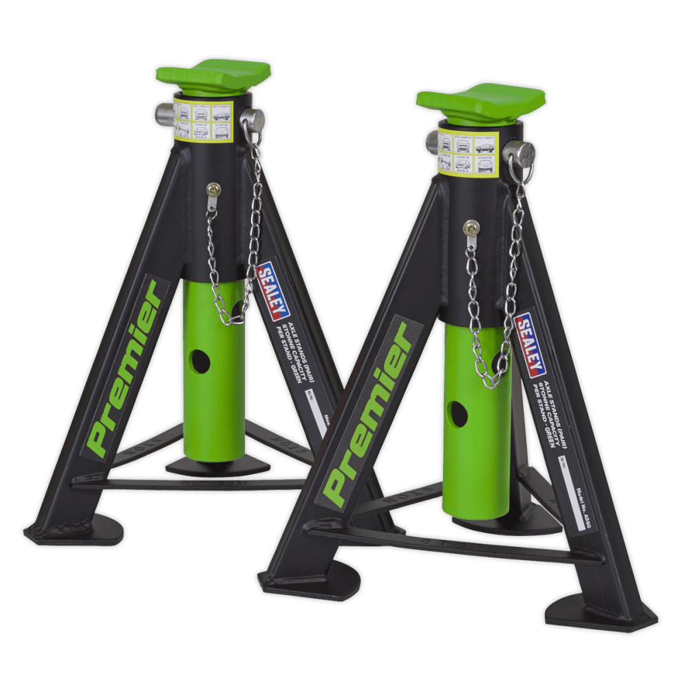 Sealey Axle Stands (Pair) 6tonne Capacity per Stand - Green Model No.-AS6G