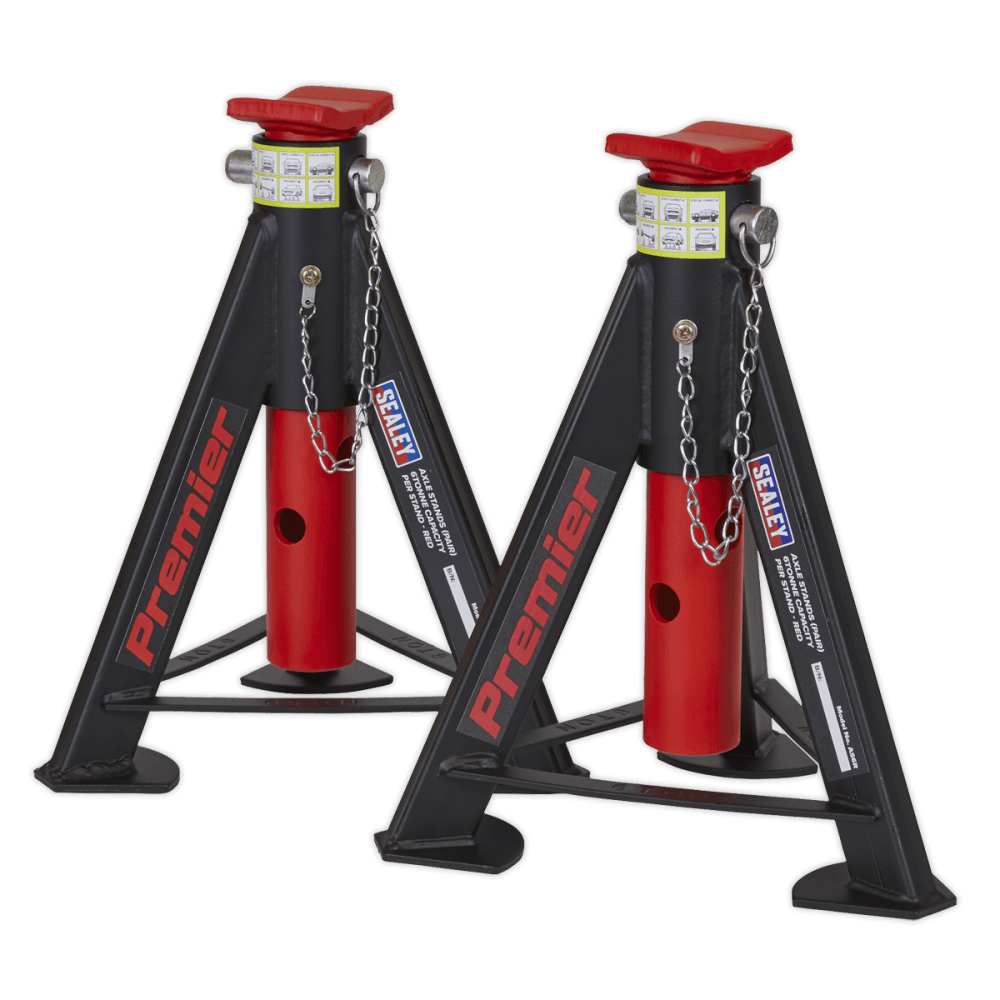 Sealey Axle Stands (Pair) 6tonne Capacity per Stand - Red Model No.-AS6R