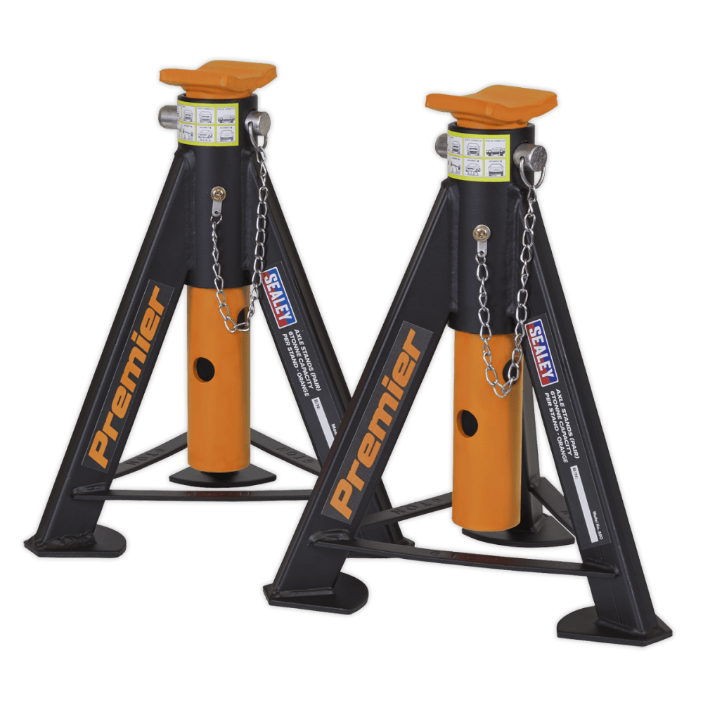 Sealey Axle Stands (Pair) 6tonne Capacity per Stand - Orange Model No.-AS6O