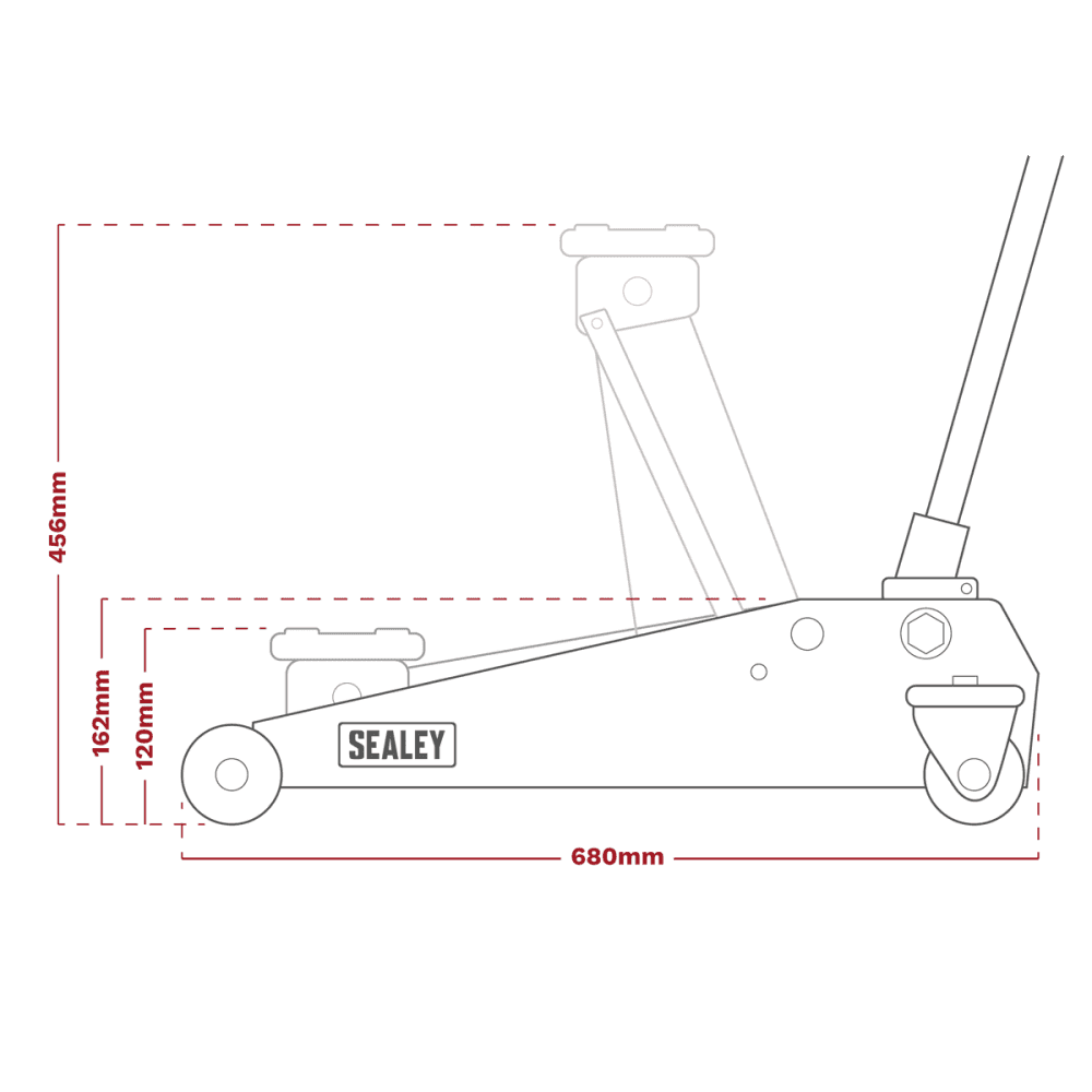 Sealey Trolley Jack 3tonne Super Rocket Lift & Axle Stands (Pair) 3tonne Capacity per Stand-Hi-Vis Model No.-3015CXHV