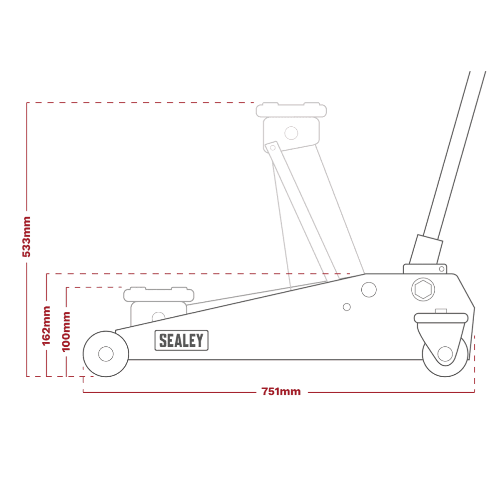 Sealey Trolley Jack 4tonne Rocket Lift Red Model No.-4040AR