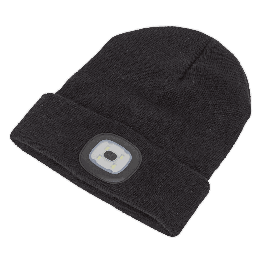 Sealey Beanie Hat 4 SMD LED USB Rechargeable Model No.-LED185