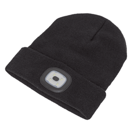 Sealey Beanie Hat 4 SMD LED USB Rechargeable Model No.-LED185
