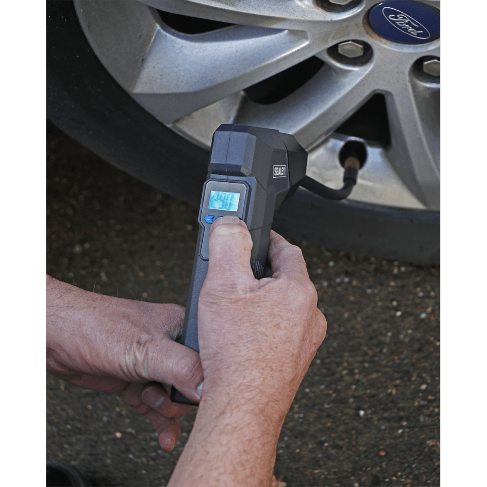 Sealey Compact Rechargeable Tyre Inflator & Powerbank with Work Light Model No.-CTI120