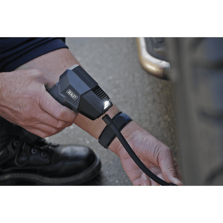 Sealey Compact Rechargeable Tyre Inflator & Powerbank with Work Light Model No.-CTI120