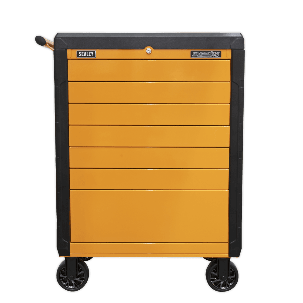 Sealey Superline PRO® Push-To-Open Rollcab 7 Drawer - Orange Model No.-APPD7O