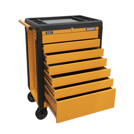 Sealey Superline PRO® Push-To-Open Rollcab 7 Drawer - Orange Model No.-APPD7O