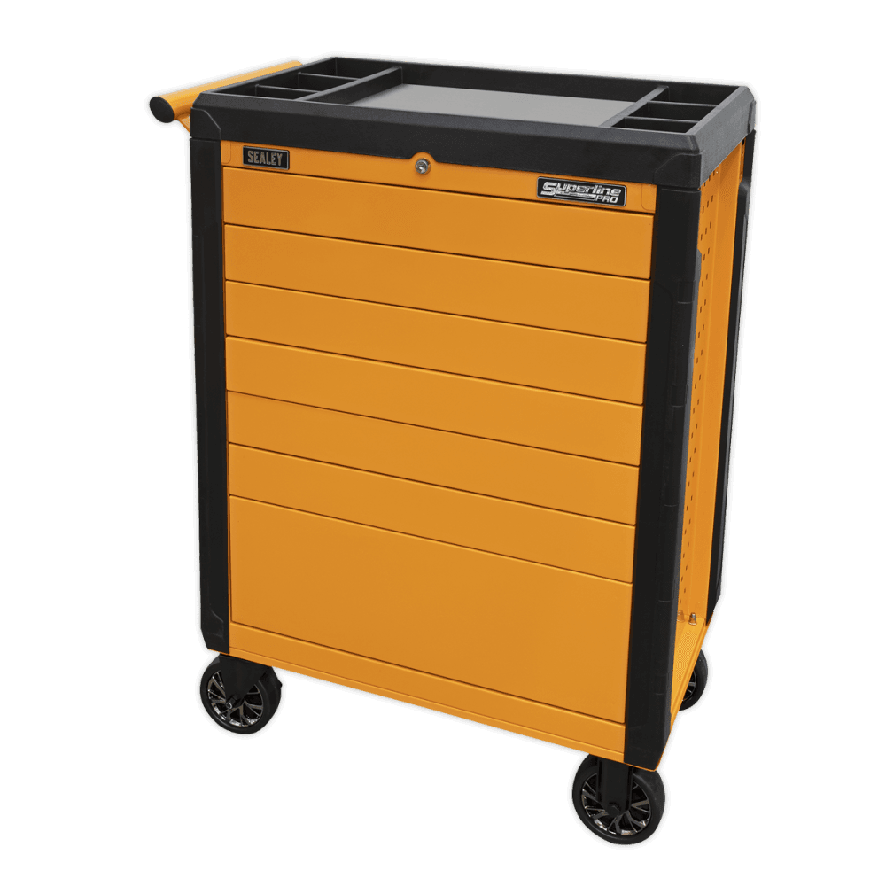 Sealey Superline PRO® Push-To-Open Rollcab 7 Drawer - Orange Model No.-APPD7O