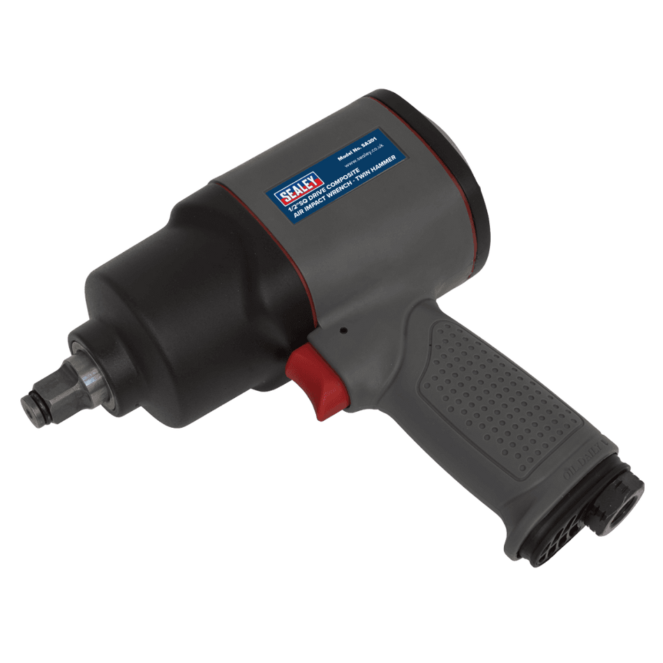Sealey Air Impact Wrench 1/2"Sq Drive Composite Twin Hammer Model No- SA201
