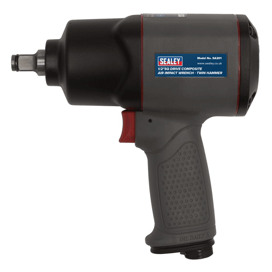 Sealey Air Impact Wrench 1/2"Sq Drive Composite Twin Hammer Model No- SA201