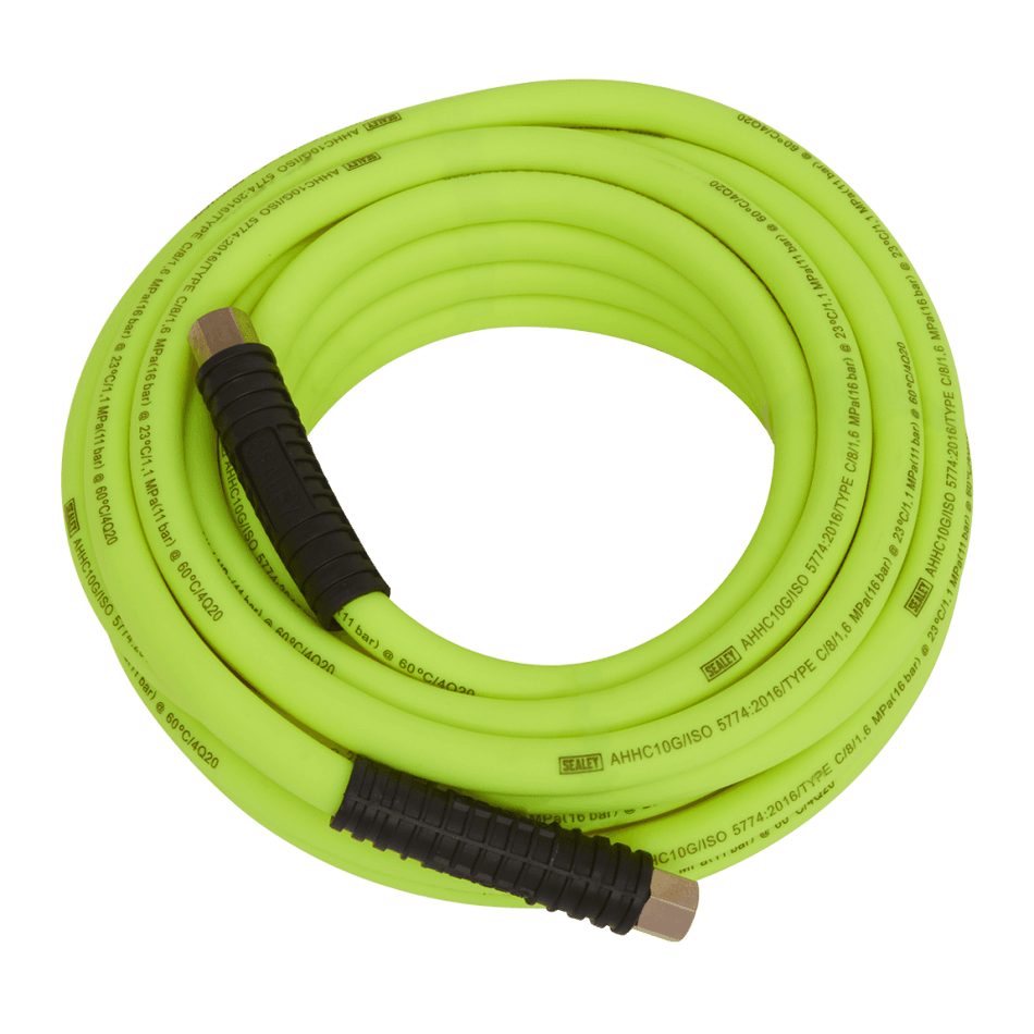 Sealey Air Hose 10m x Ã‡?8mm Hybrid High Visibility with 1/4"BSP Unions Model No- AHHC10G