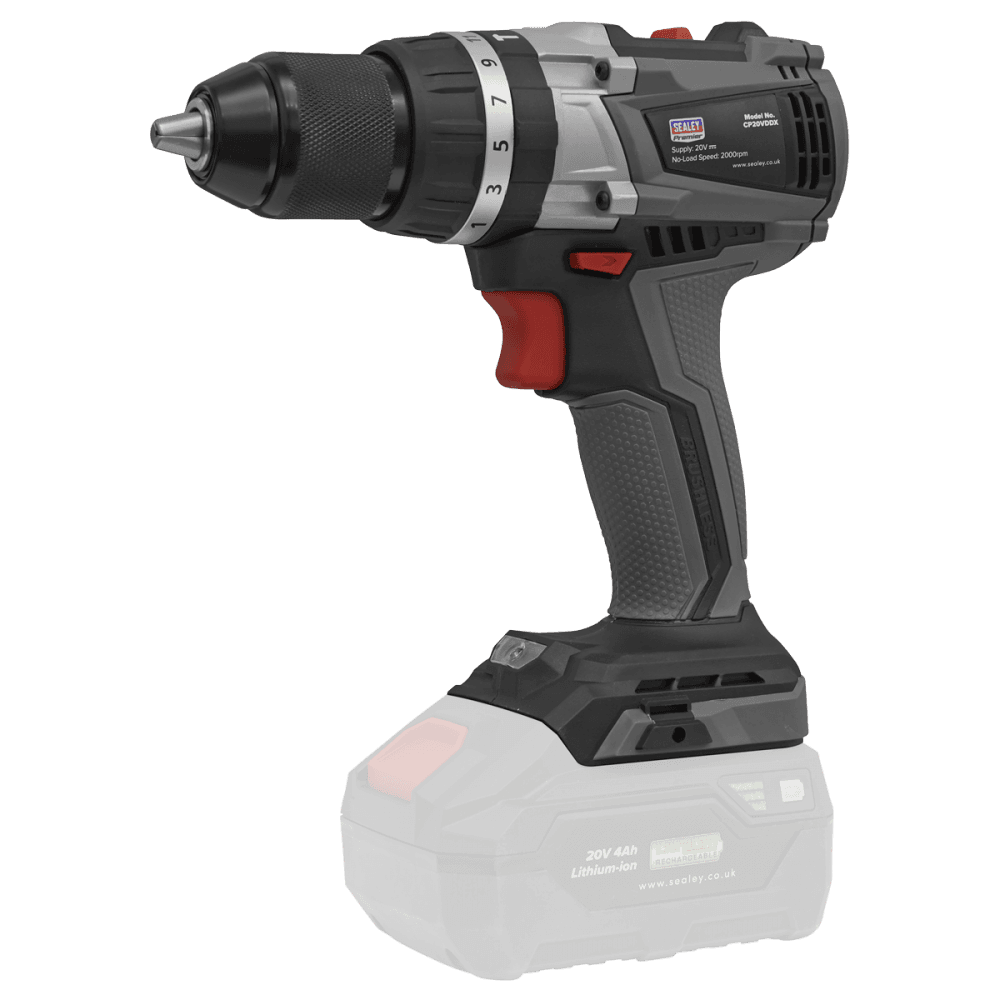 Sealey Brushless Hammer Drill/Driver Kit 13mm 20V - 2 Batteries Model No- CP20VDDXKIT