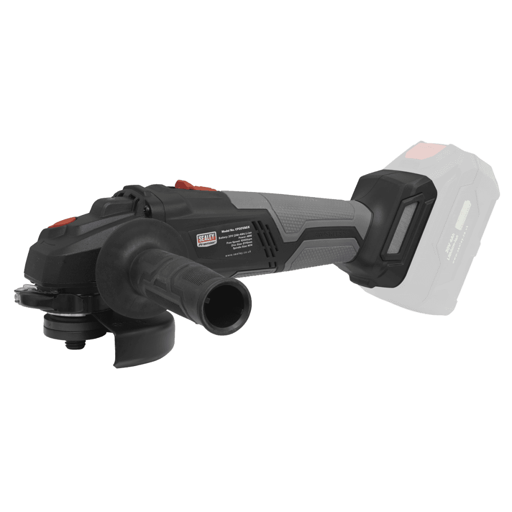 Sealey Premier SV20 Series 115mm Brushless Cordless Angle Grinder Kit 20V 4Ah - 2 Batteries Model No- CP20VAGXKIT