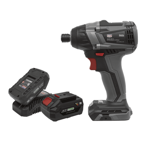 Sealey Brushless Impact Driver Kit 1/4" Hex 20V - 2 Batteries Model No- CP20VIDXKIT