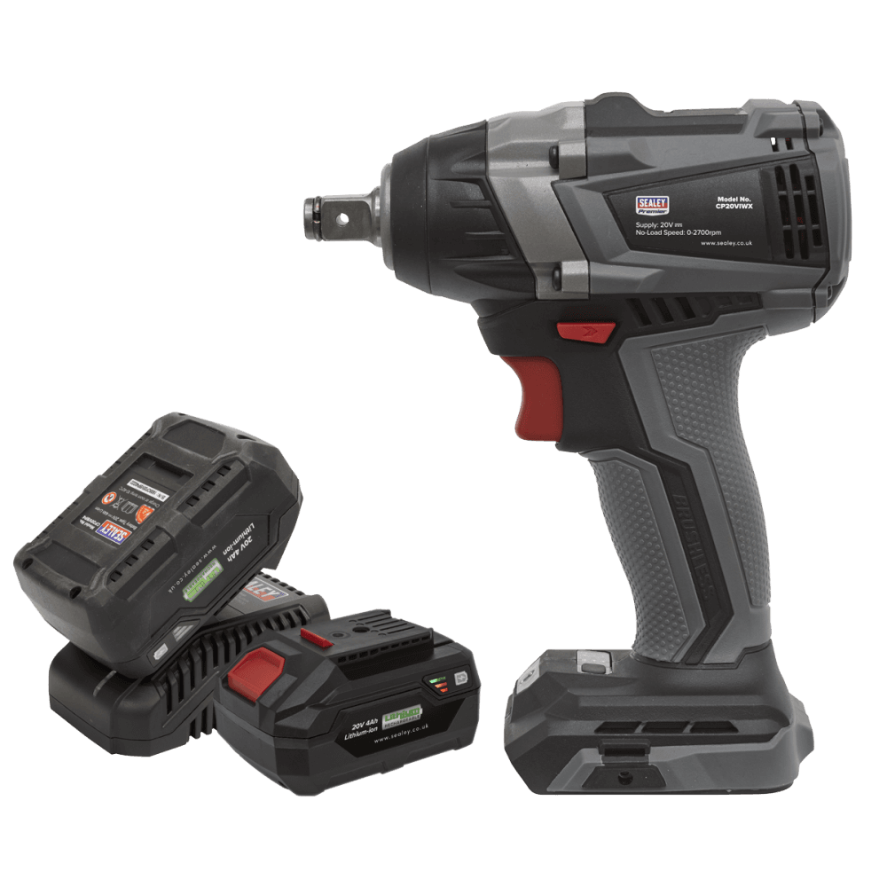 Sealey Brushless Impact Wrench Kit 1/2"Sq Drive 20V 300Nm - 2 Batteries Model No- CP20VIWXKIT