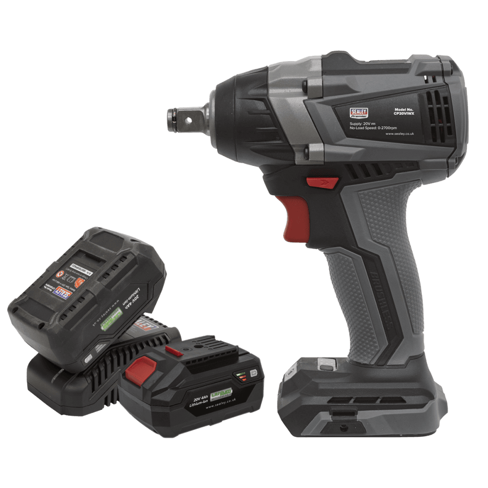 Sealey Brushless Impact Wrench Kit 1/2"Sq Drive 20V 300Nm - 2 Batteries Model No- CP20VIWXKIT