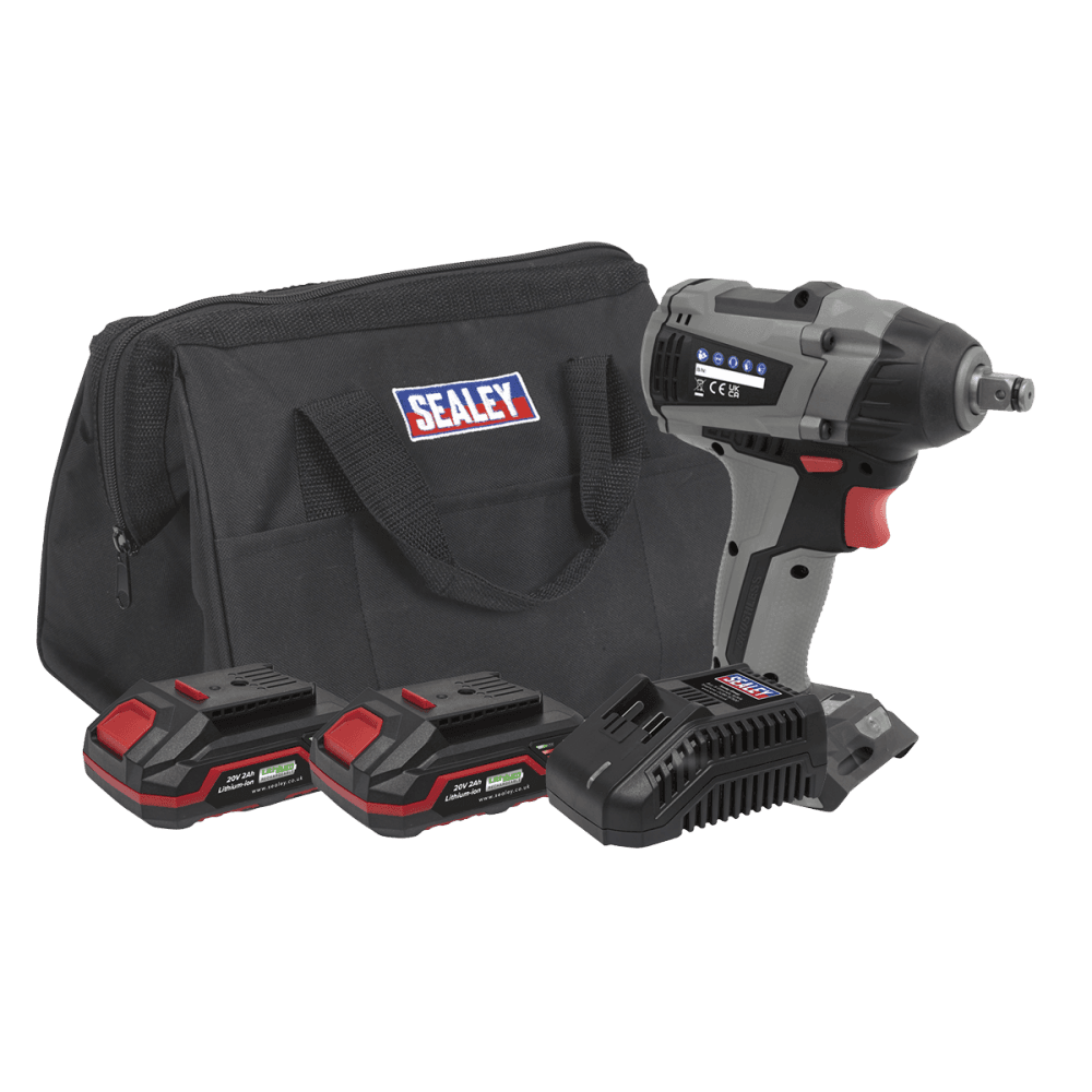 Sealey Brushless Impact Wrench Kit 1/2"Sq Drive 20V 300Nm - 2 Batteries Model No- CP20VIWXKIT