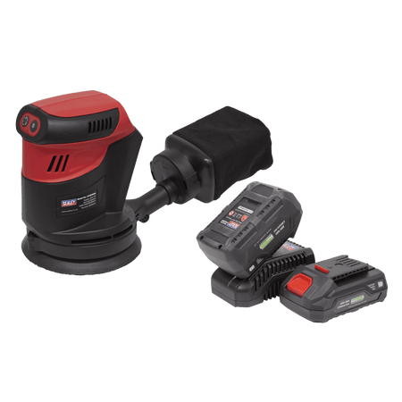 Sealey SV20 Series 125mm Cordless Orbital Palm Sander Kit 20V - 2 Batteries Model No- CP20VOSKIT