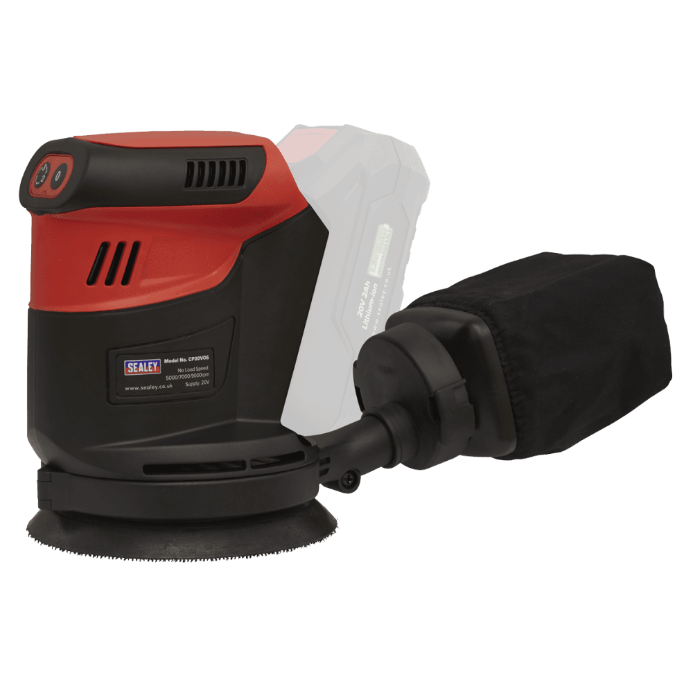 Sealey SV20 Series 125mm Cordless Orbital Palm Sander Kit 20V - 2 Batteries Model No- CP20VOSKIT