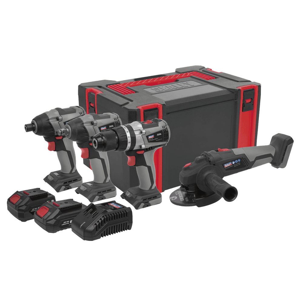 Sealey Premier 4 x SV20 Series Cordless Brushless Power Tool Kit 20V - 2 Batteries Model No- CP20VCOMBOX1