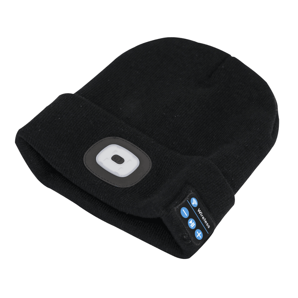 Sealey Beanie Hat 4 SMD LED USB Rechargeable with Wireless Headphones Model No- LED185W