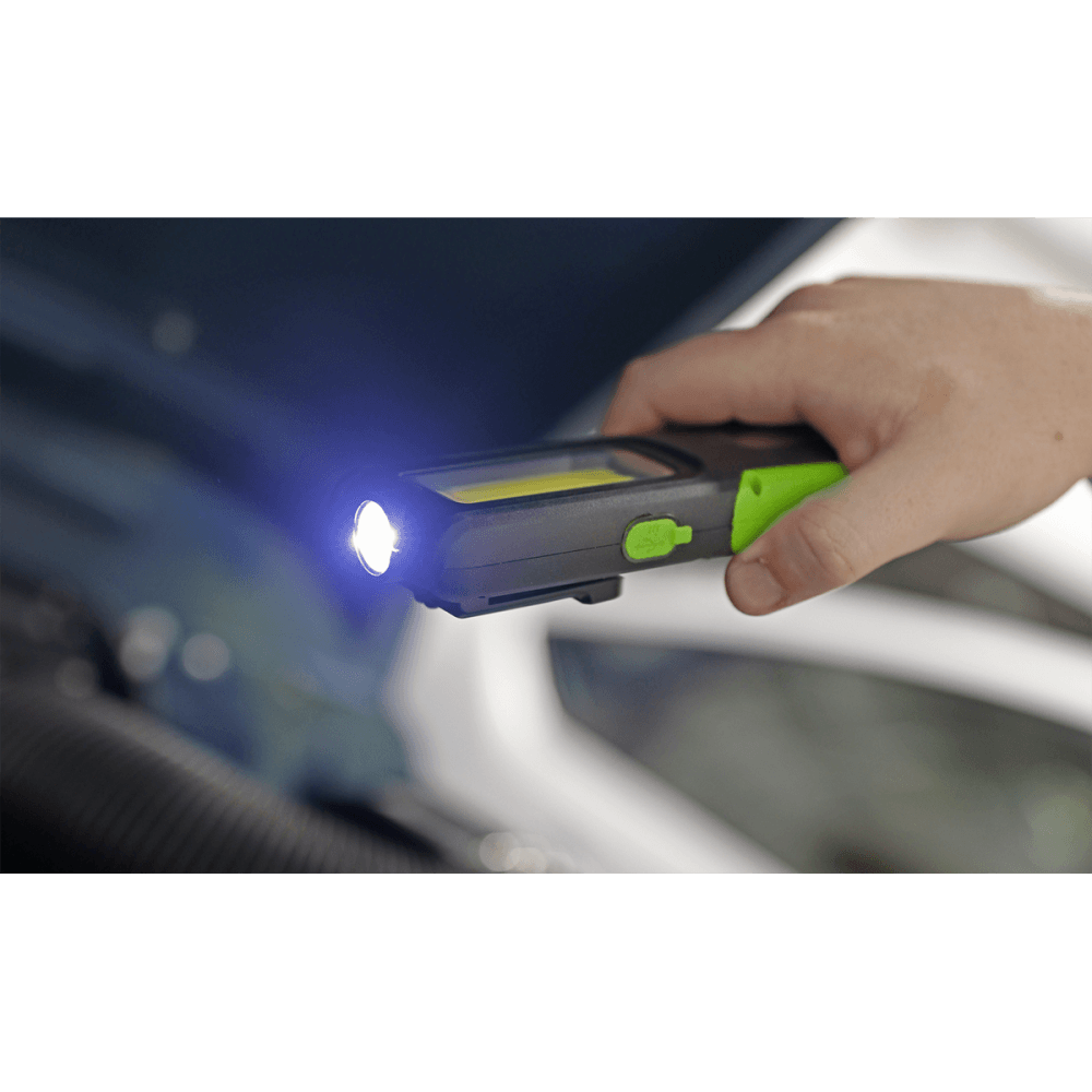 Sealey Rechargeable Inspection Lamp Green 5W COB + 3W LED + Power Bank Model No- LED318G