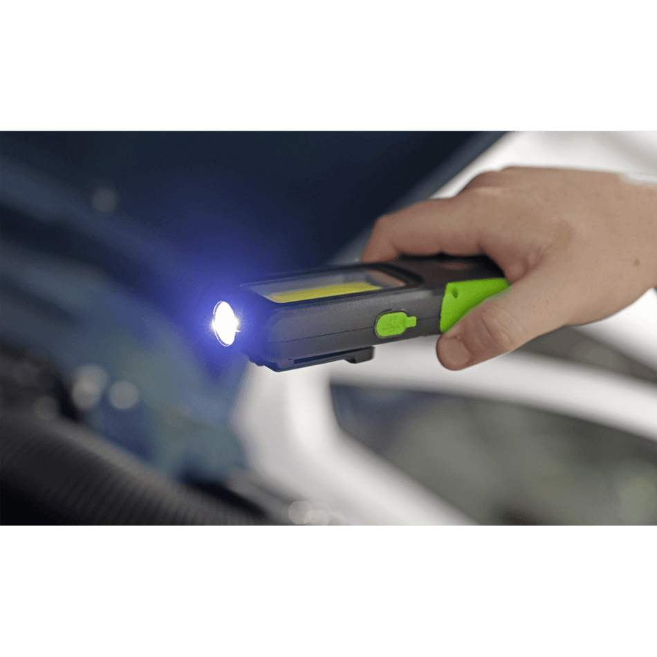 Sealey Rechargeable Inspection Lamp Green 5W COB + 3W LED + Power Bank Model No- LED318G