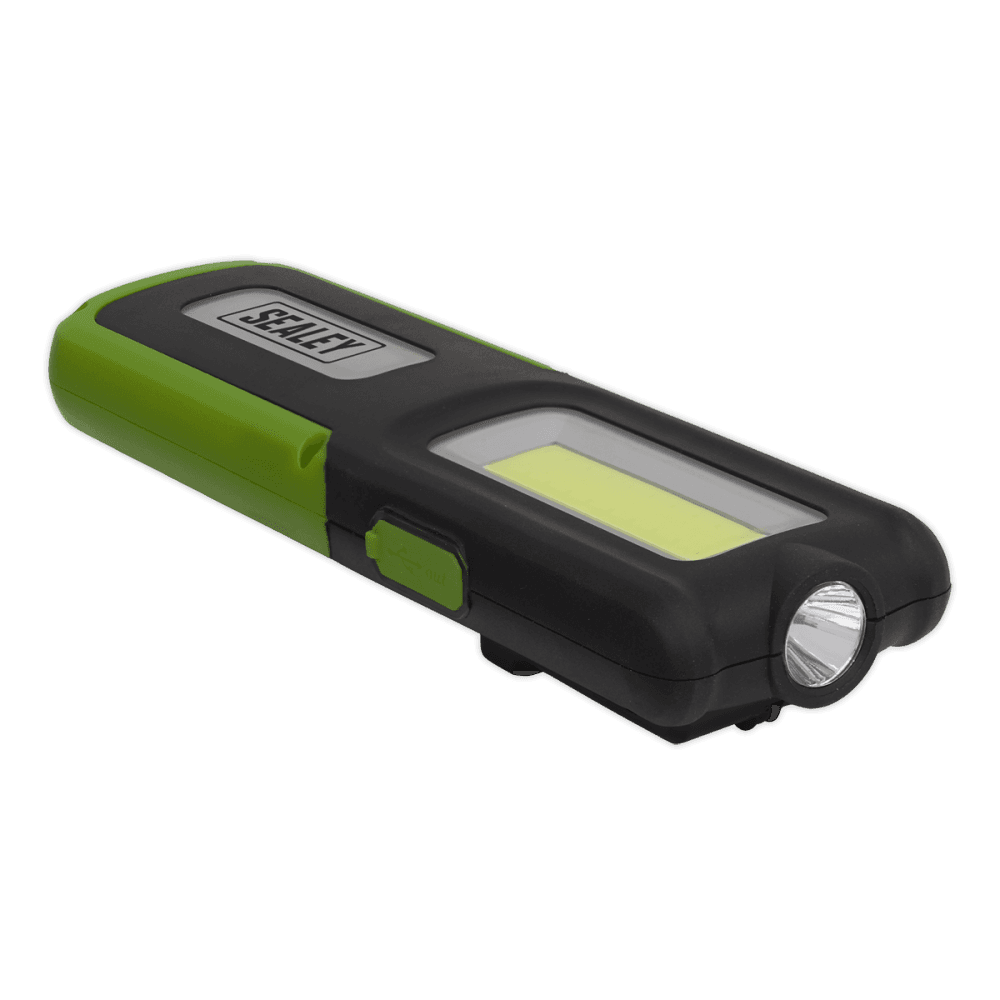 Sealey Rechargeable Inspection Lamp Green 5W COB + 3W LED + Power Bank Model No- LED318G