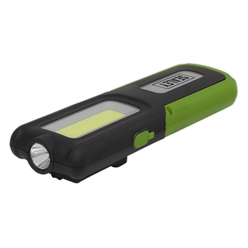 Sealey Rechargeable Inspection Lamp Green 5W COB + 3W LED + Power Bank Model No- LED318G