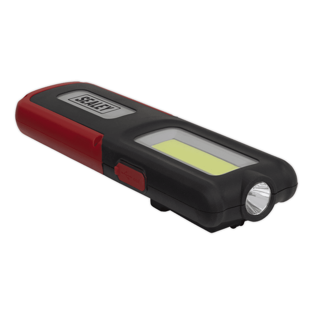 Sealey Rechargeable Inspection Lamp Red 5W COB + 3W LED + Power Bank Model No- LED318R