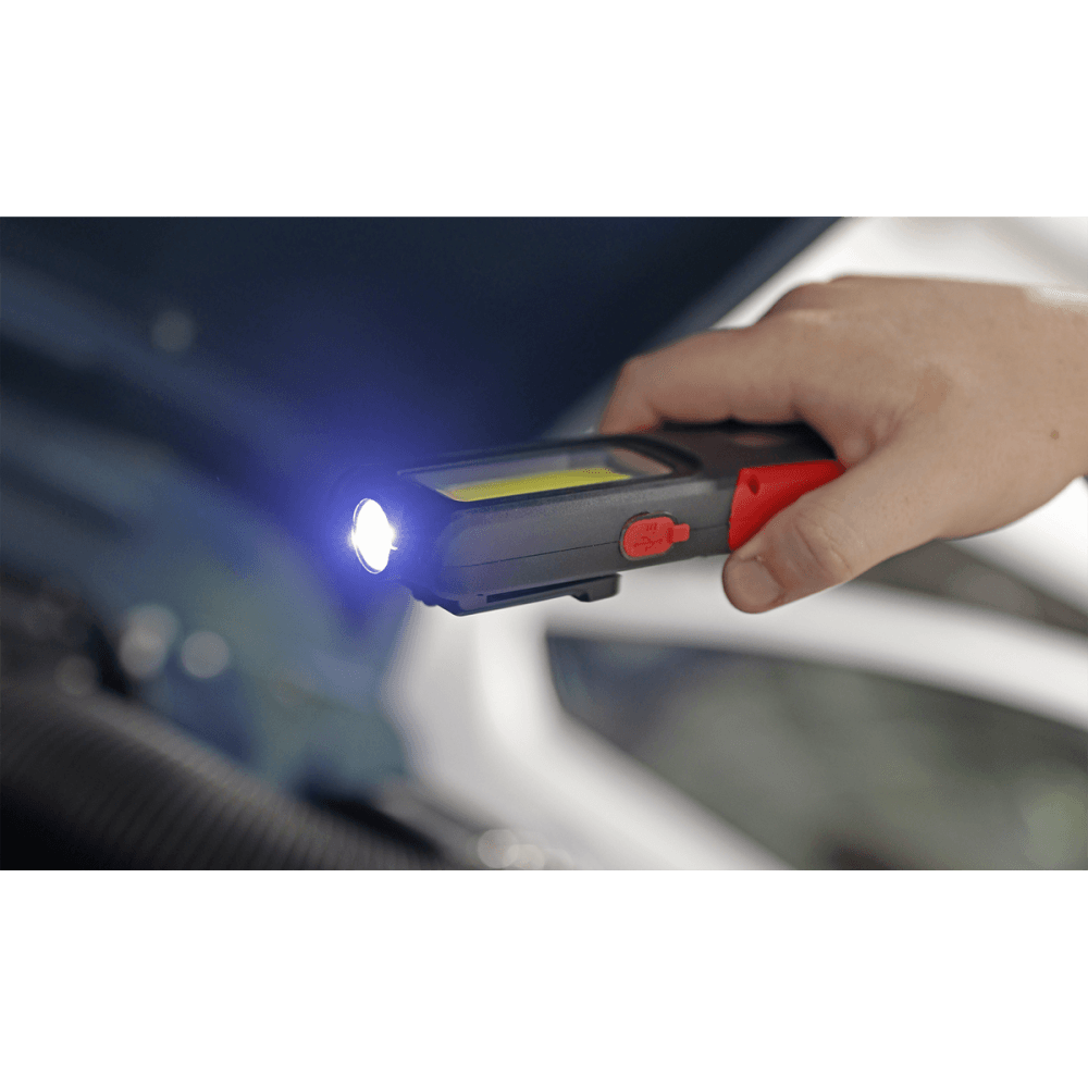 Sealey Rechargeable Inspection Lamp Red 5W COB + 3W LED + Power Bank Model No- LED318R