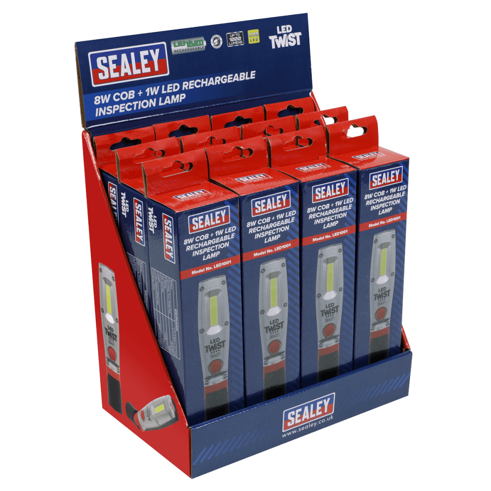 Sealey Rechargeable Inspection Lamp 8W LED - Display Box of 12 Model No- LED1001DB