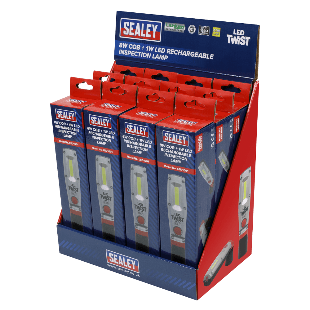 Sealey Rechargeable Inspection Lamp 8W LED - Display Box of 12 Model No- LED1001DB