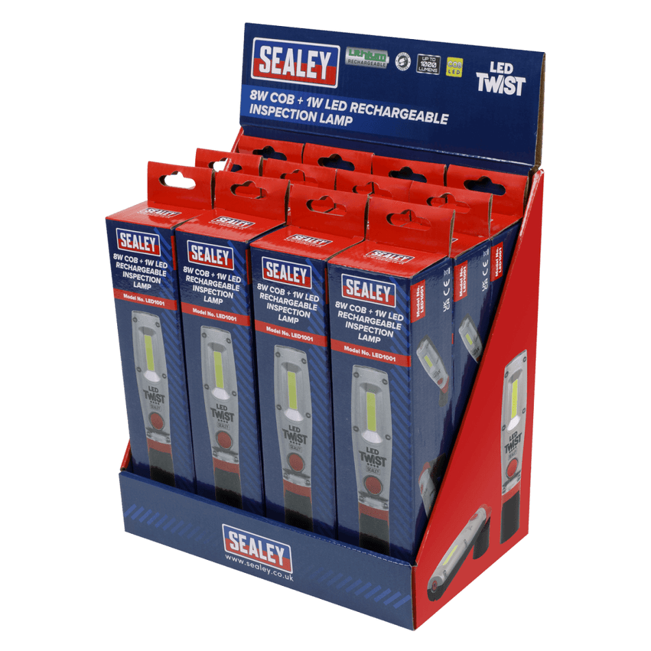 Sealey Rechargeable Inspection Lamp 8W LED - Display Box of 12 Model No- LED1001DB